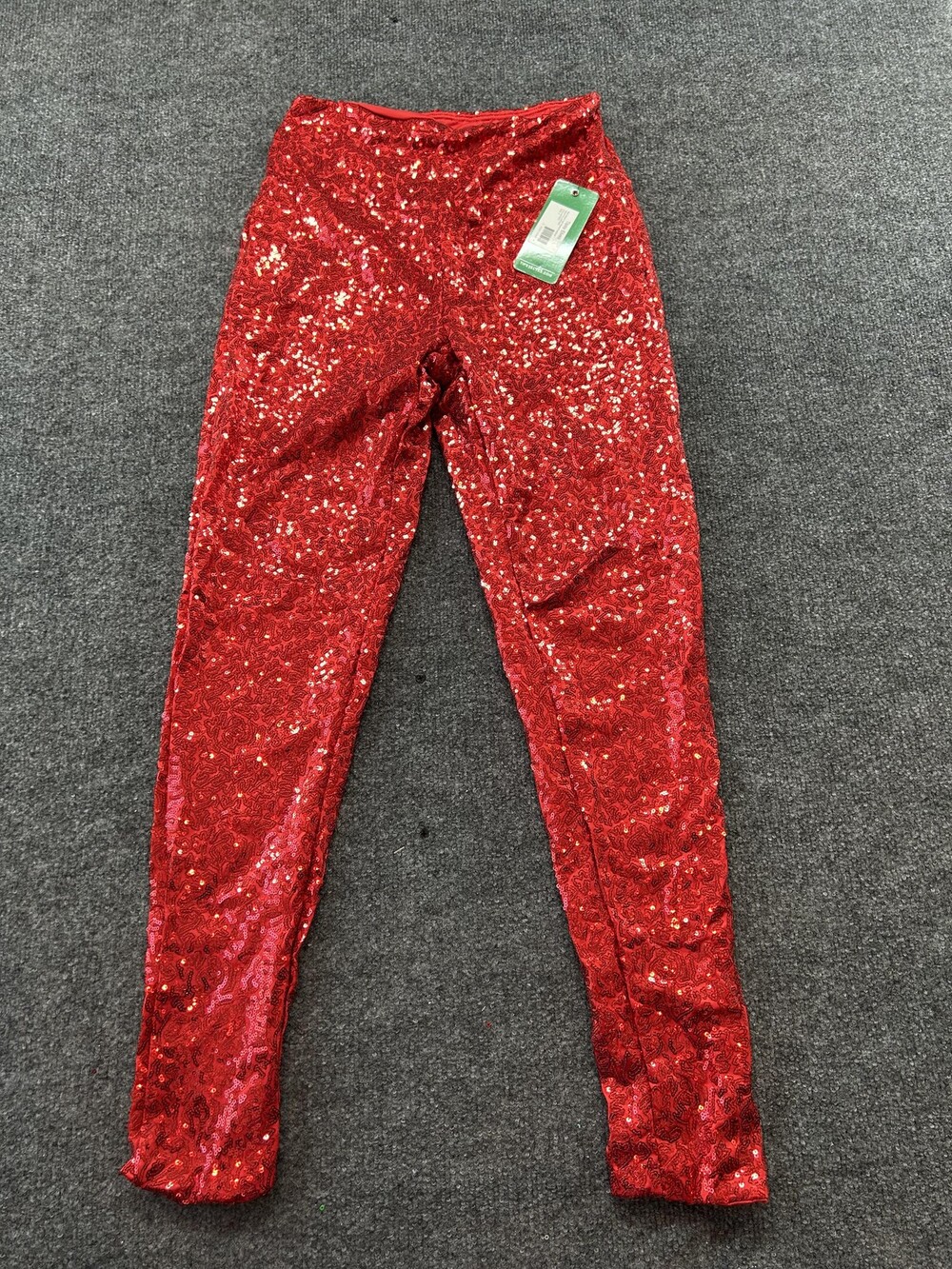 Tipsy Elves Leggings Womens Small Red Sequin High Waisted Party Ankle Pants
